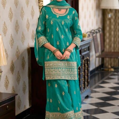 Leeza Fuchsia Pink Embroidered Sharara Suit