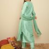 Leeza Sea Green Silk Blend Embroidered Kurta Trouser with Dupatta Set